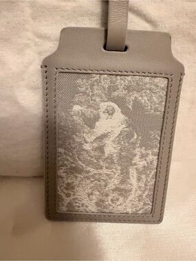 Dior Gray Leather Luggage Tag with Textured Panel